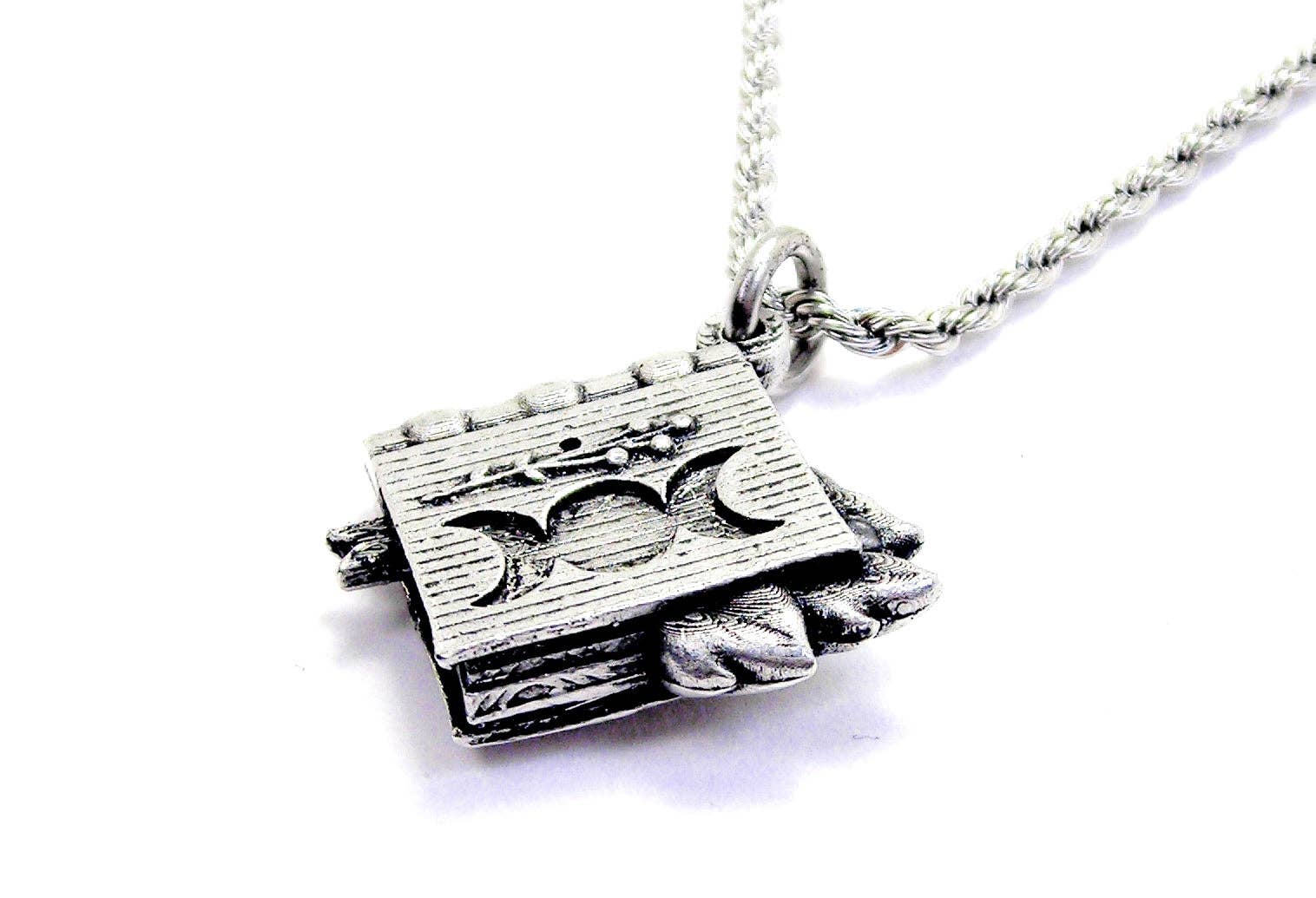 Chubby Chico Charms – wholesale Pendant/charm necklace – Triple Moon Goddess Book Charm Necklace Wicca Pagan Witch1