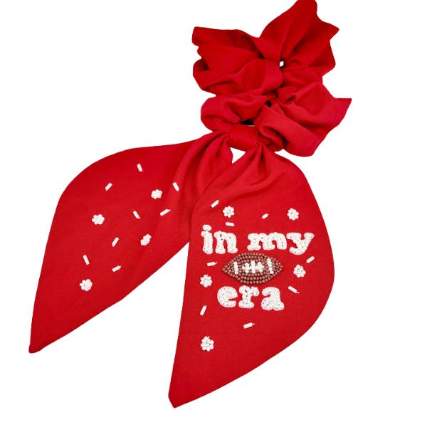Kansas City 'In My Football Era' Beaded Scrunchie for wholesale by EB and Co.