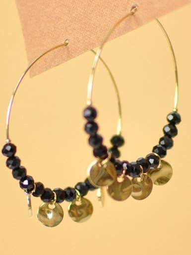 Stainless Steel Hoop Earrings With Crystal Beads for wholesale by Victoria Moda