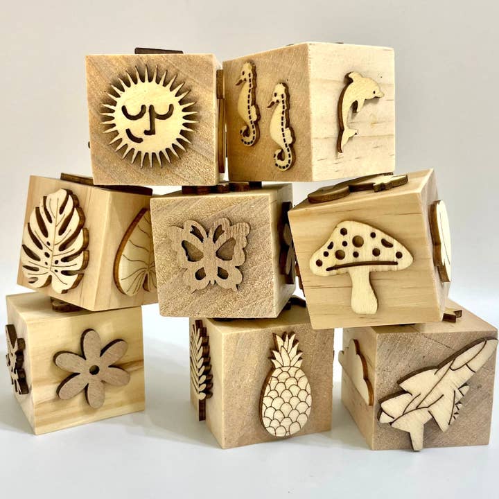 Tampa Bay Play - Wholesale Wood Toy - Kids - Wooden Play Dough Block Stamp