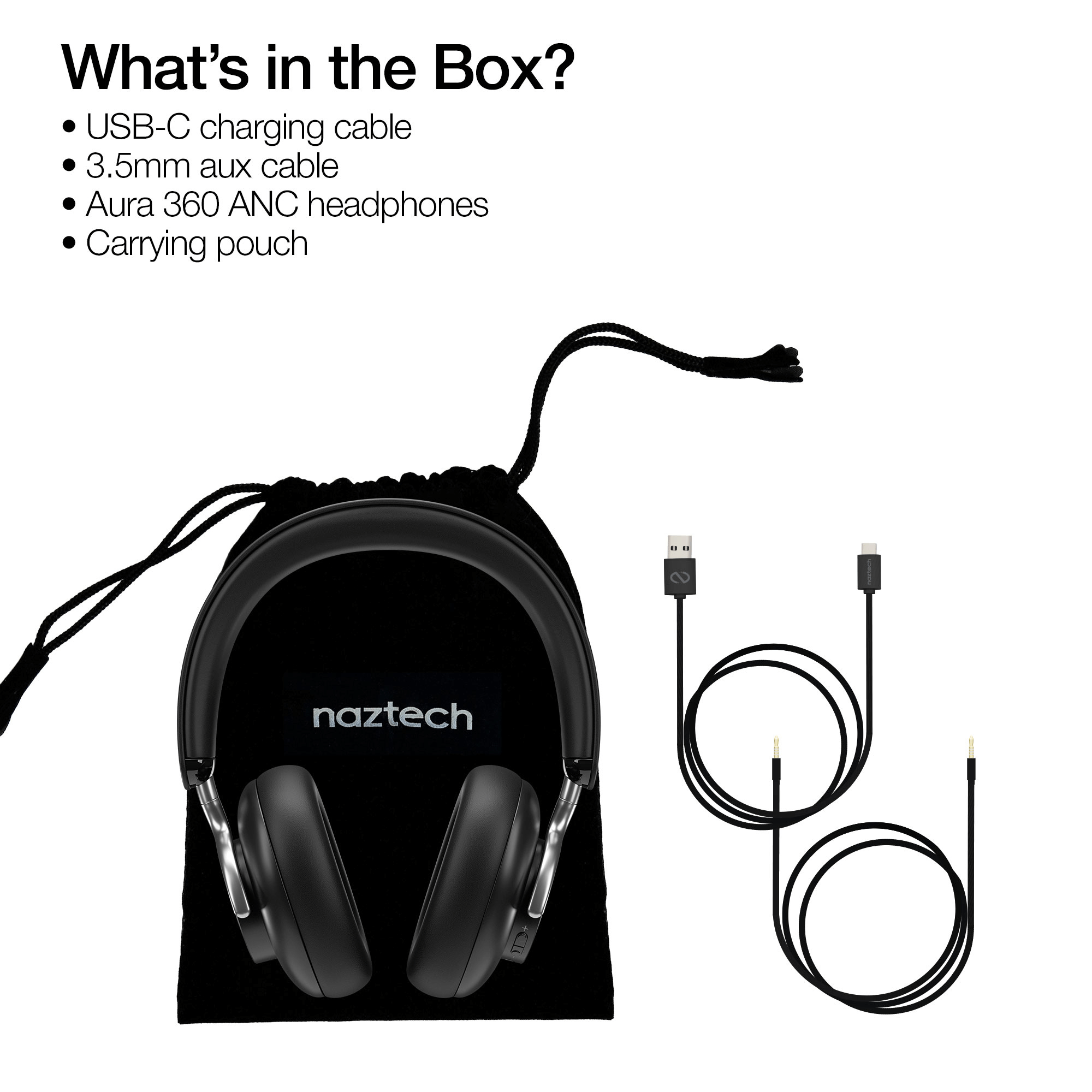 JupiterGear Home - Venta al por mayor Auriculares - Auriculares inalámbricos con cancelación activa de ruido Naztech Aura 360 ANC12