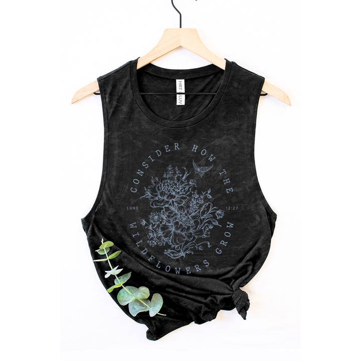 HRTandLUV - Wholesale Tank Top - Women's - WILD FLOWERS GROW MINERAL GRAPHIC TANK TOP