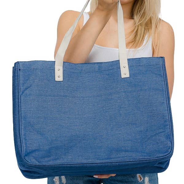Cap Zone - Wholesale Tote Bag - Women's - Oversized Canvas Jean Like Tote