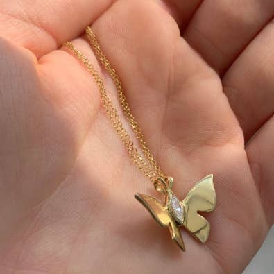 Butterfly Charm with CZ Marquise for wholesale by Kimiya Designs