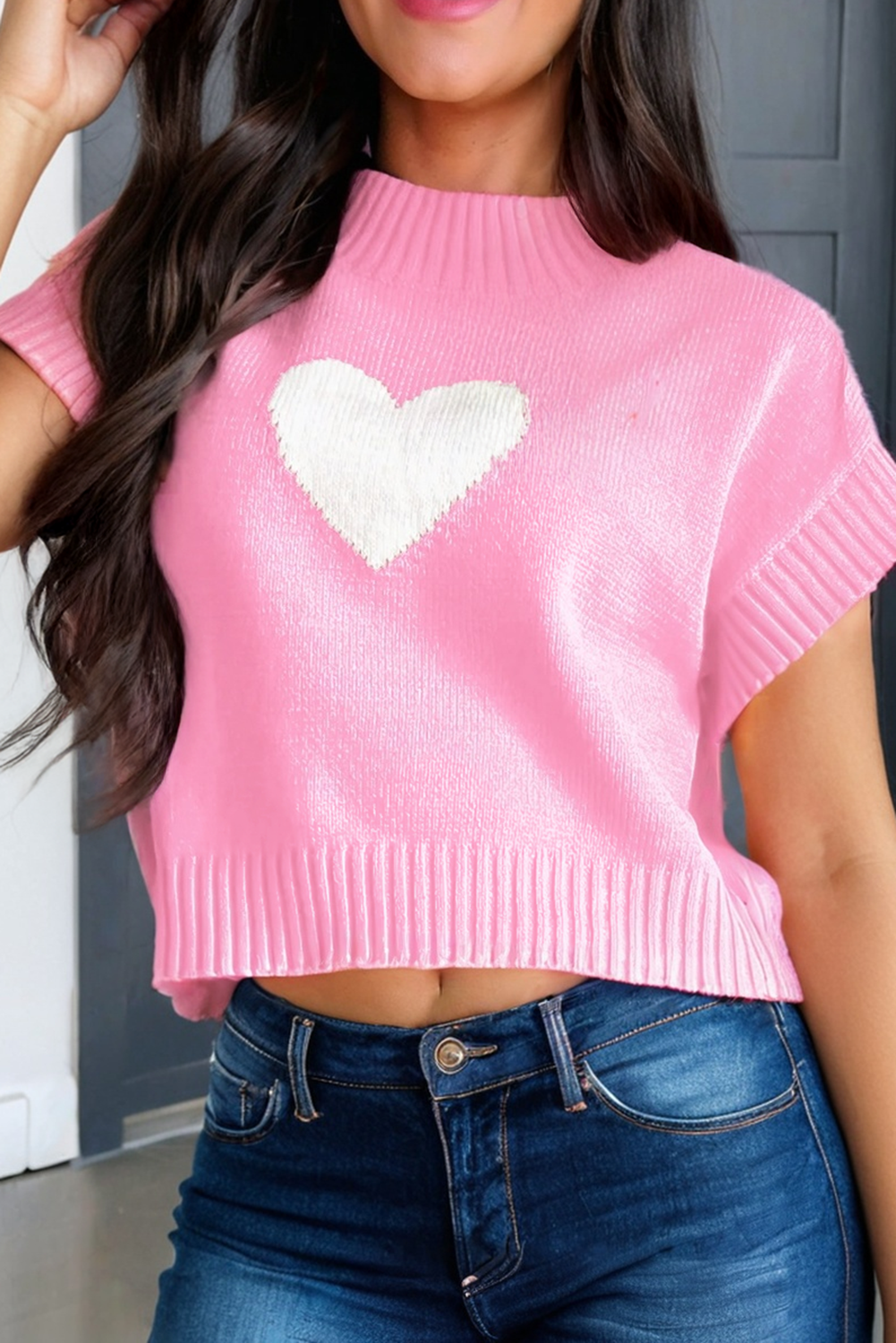 LA Society - Wholesale Knit Sweater - Women's - LAS Valentine Heart Graphic Cropped Sweater (S-XL)4