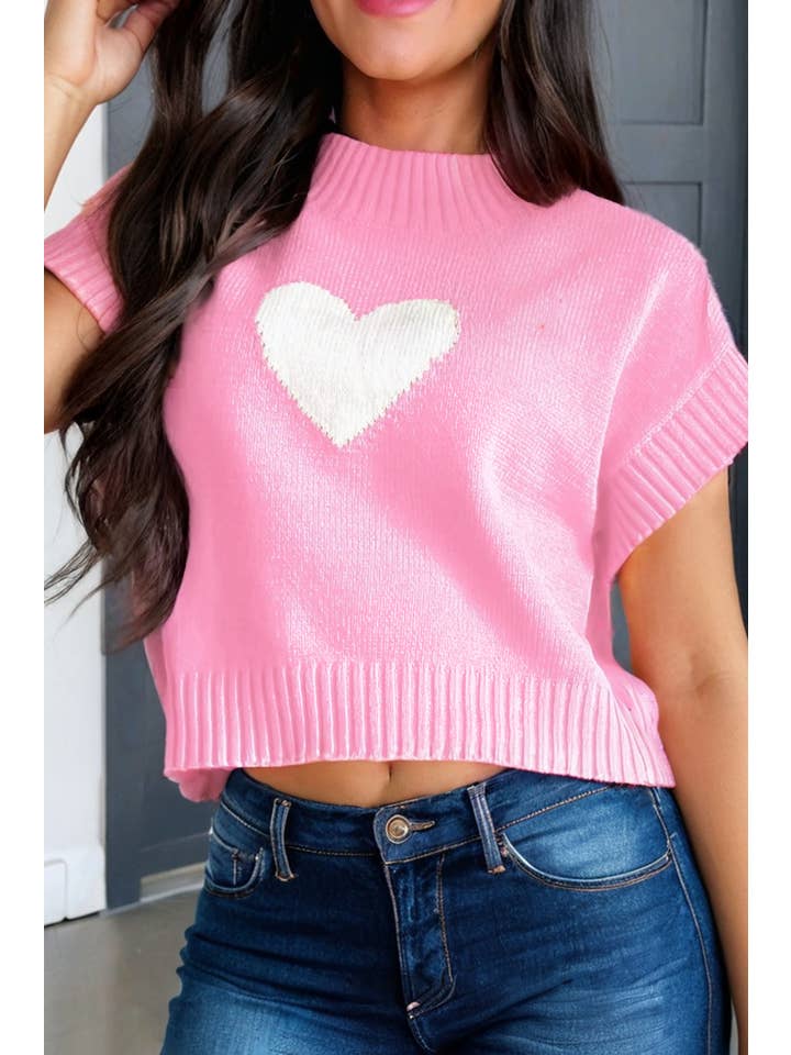 LA Society - Wholesale Knit Sweater - Women's - LAS Valentine Heart Graphic Cropped Sweater (S-XL)4
