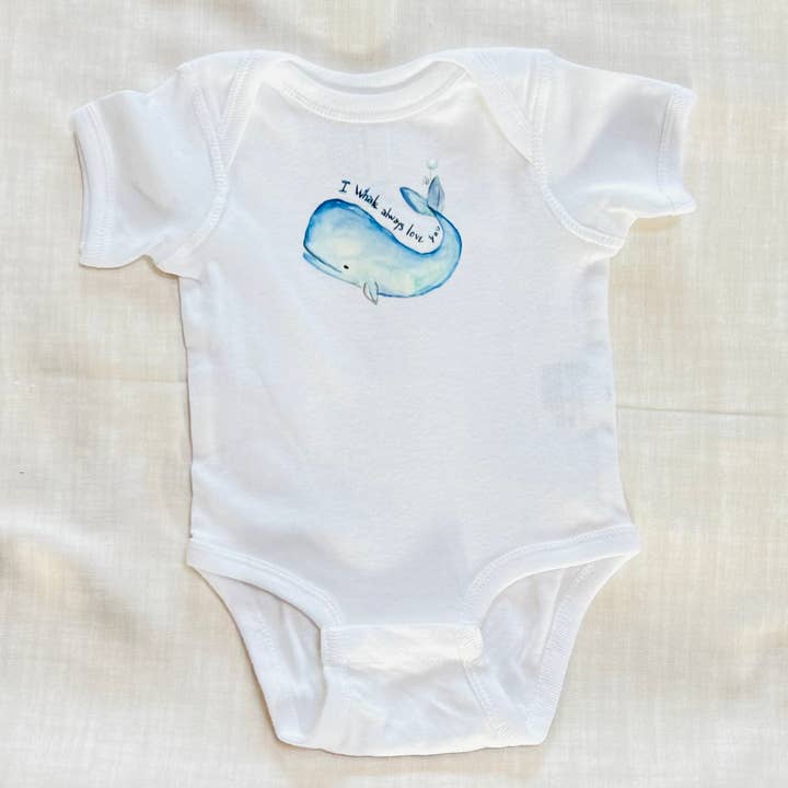 Je t'aimerai toujours baleine body bébé pour la vente par LittleThaoStudio