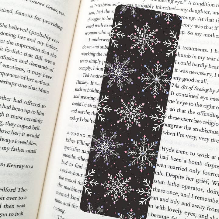 Dark Snowflake Bookmark | Soft Matte Laminated for wholesale by Indie Heart Studio