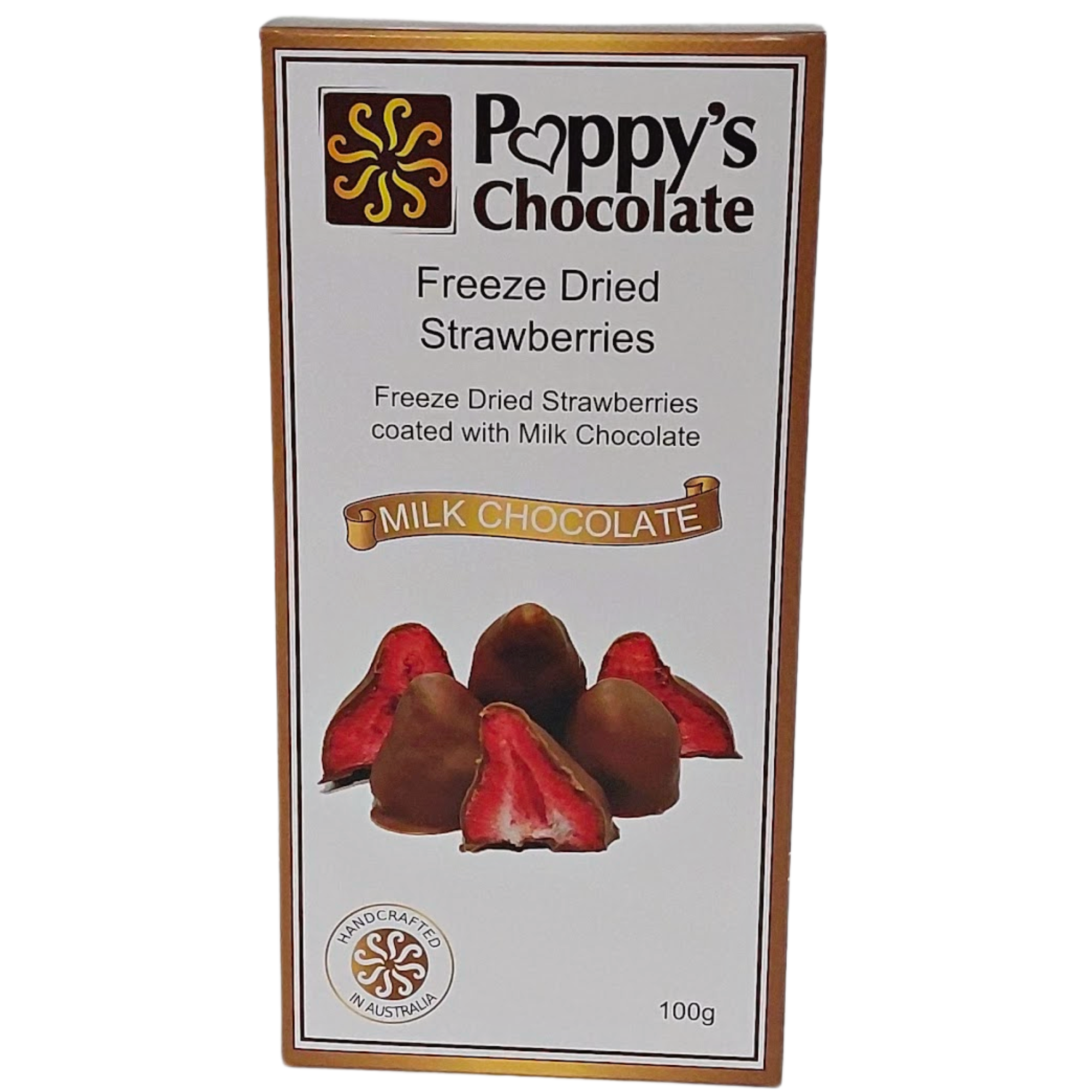 Poppy's Chocolate - Wholesale Chocolate-covered sweets - Milk Chocolate coated Freeze dried Strawberries 100g3