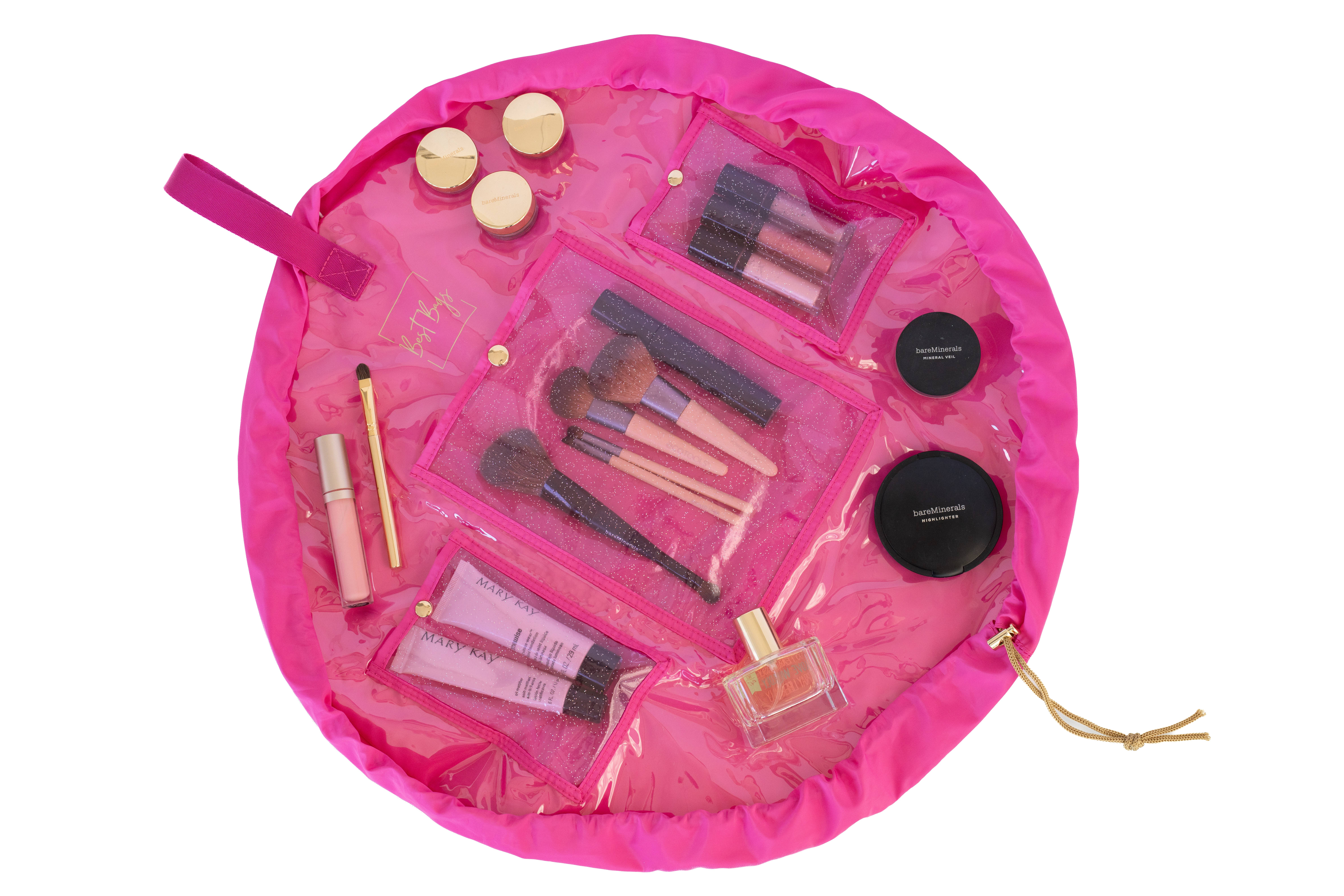 Best Bags - Venta al por mayor Bolsa para maquillaje - Bolsa de maquillaje acolchada con cordón plano, organizador de cosméticos 7