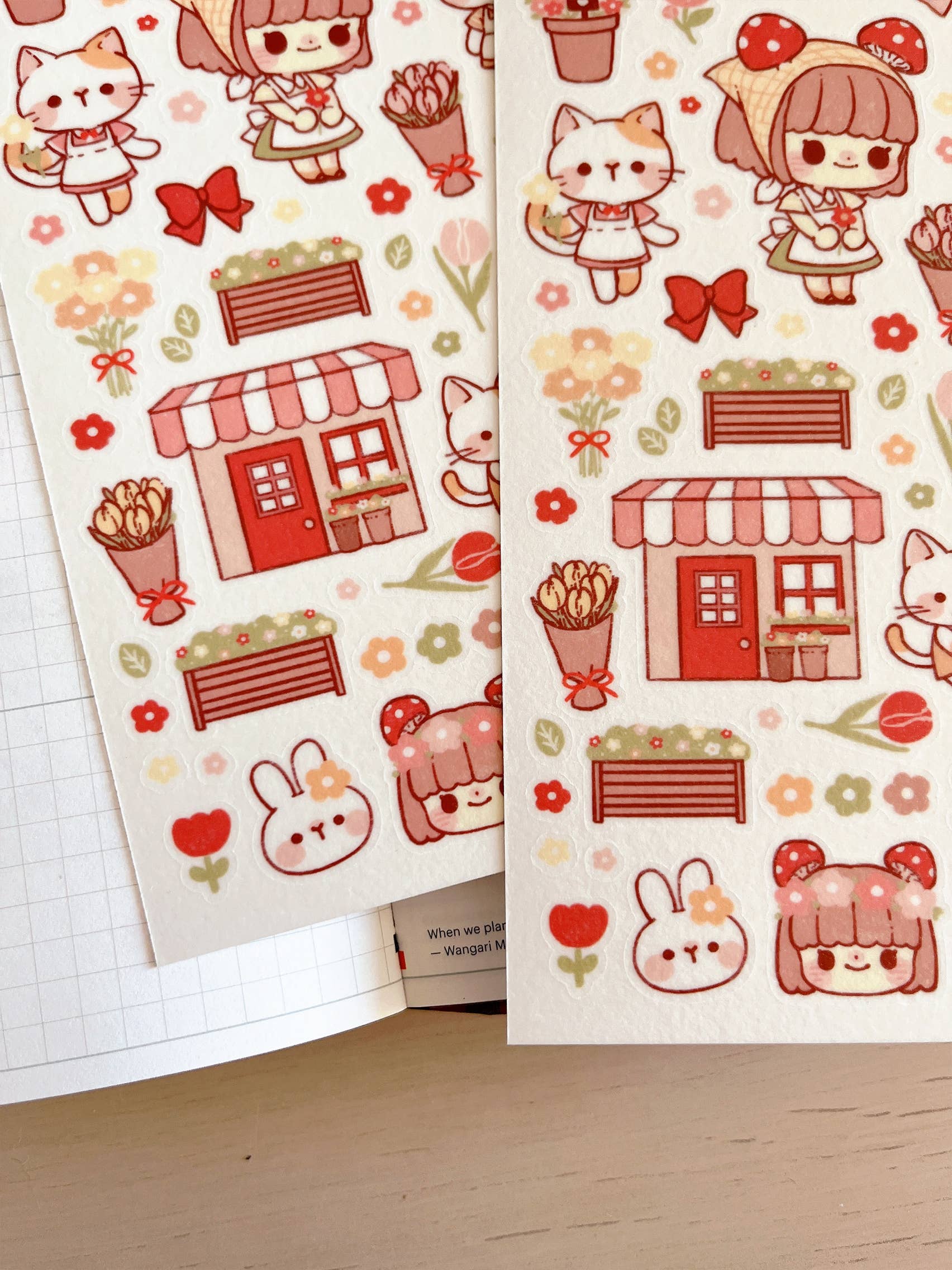 Cherry Rabbit - Wholesale Sticker - Flower Shop Sticker Sheet no.0592