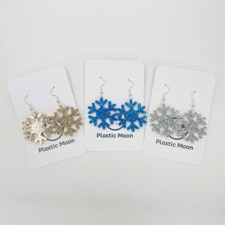 Store glitrende snefnug øreringe for engroshandel hos Plastic Moon