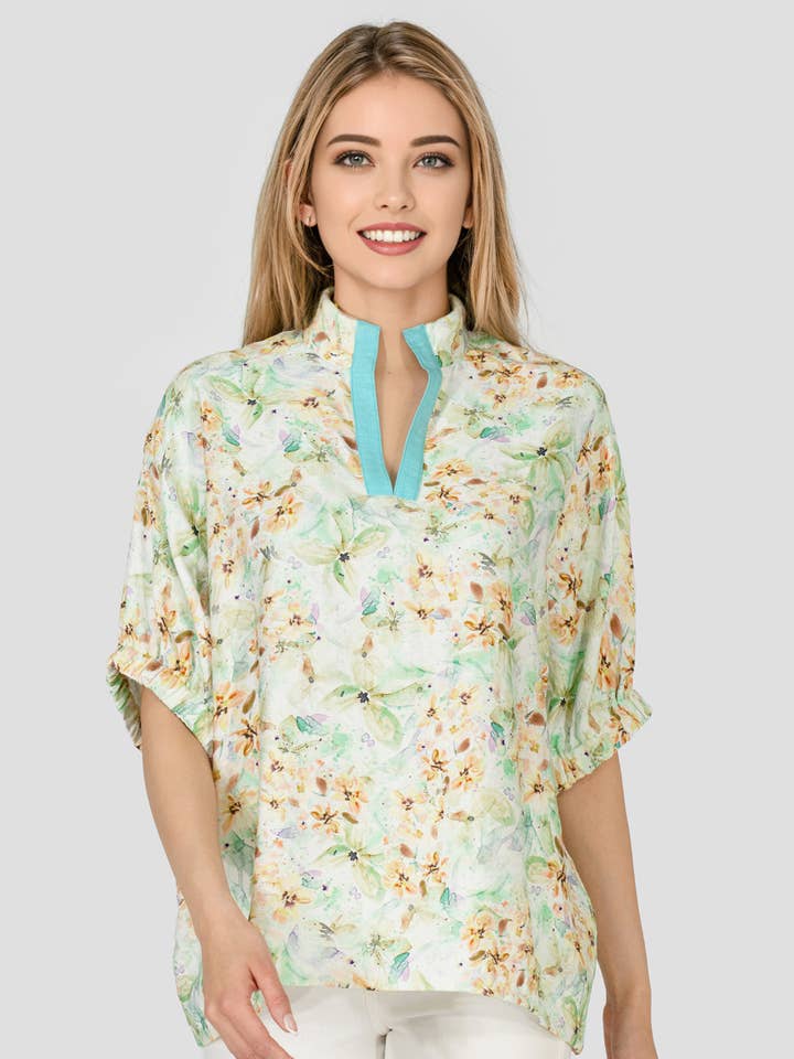 PLUS SIZE MBT-9923-1 Abby Dolmen Sleeve Top Blue Green for wholesale by Pixi + Ivy