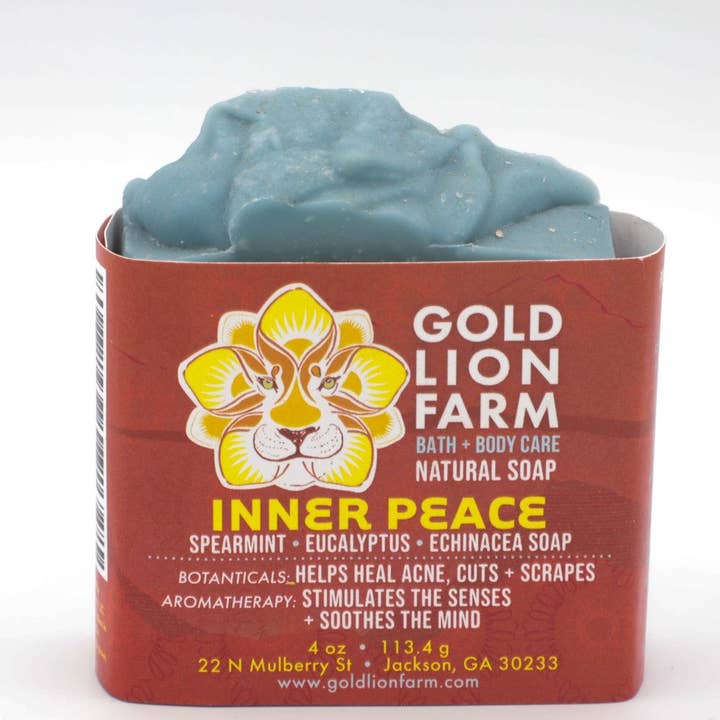Inner Peace Bar Soap made with Eucalyptus and Spearmint for wholesale by Gold Lion Farm