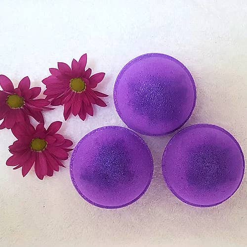 Black Plum & Rhubarb Bubbling Bath Bomb Palm Free & Vegan for wholesale by The Sussex Handmade Soap Company