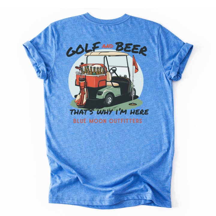 Golf & Beer- Men's Golfing Humor Printed Pocket Back Tshirt for wholesale by Blue Moon Outfitters