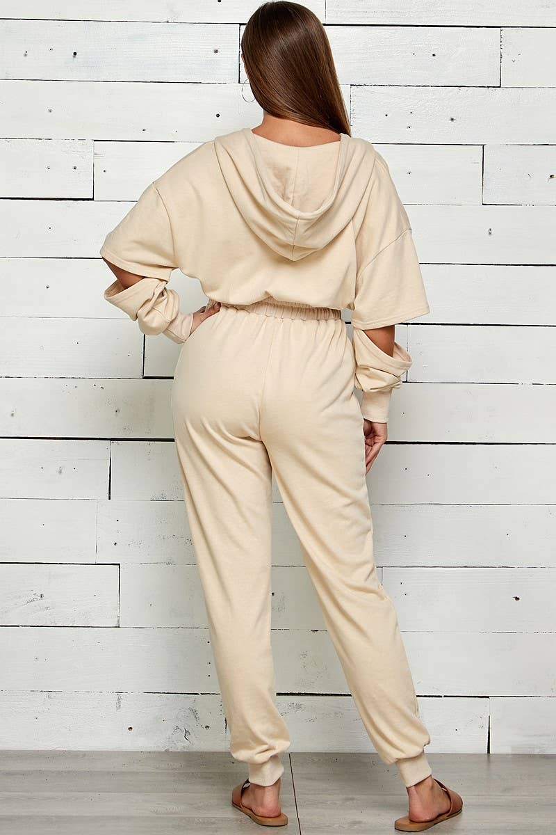 Shop Michella – Großhandel Jumpsuit – Damen – FRENCH TERRY OVERALL MIT KAPUZE UND REISSVERSCHLUSS4