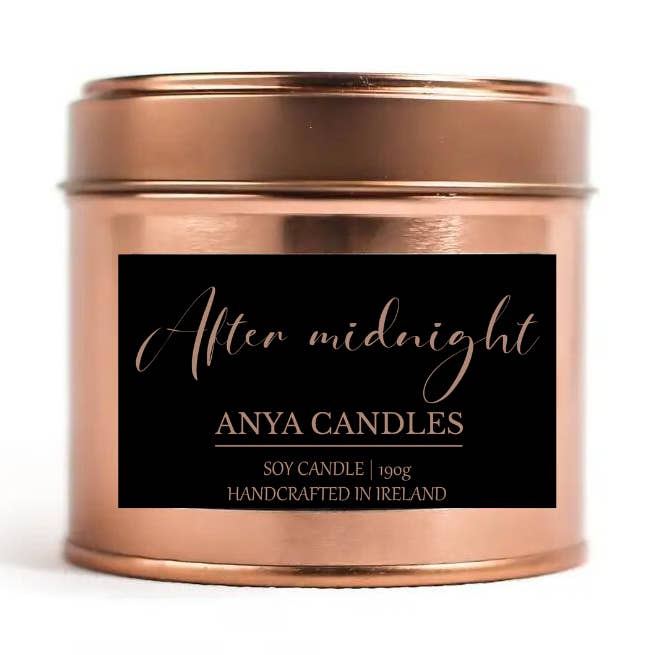 After Midnight (dupe of YSL Black Opium) - rose gold candle for wholesale by Anya Candles