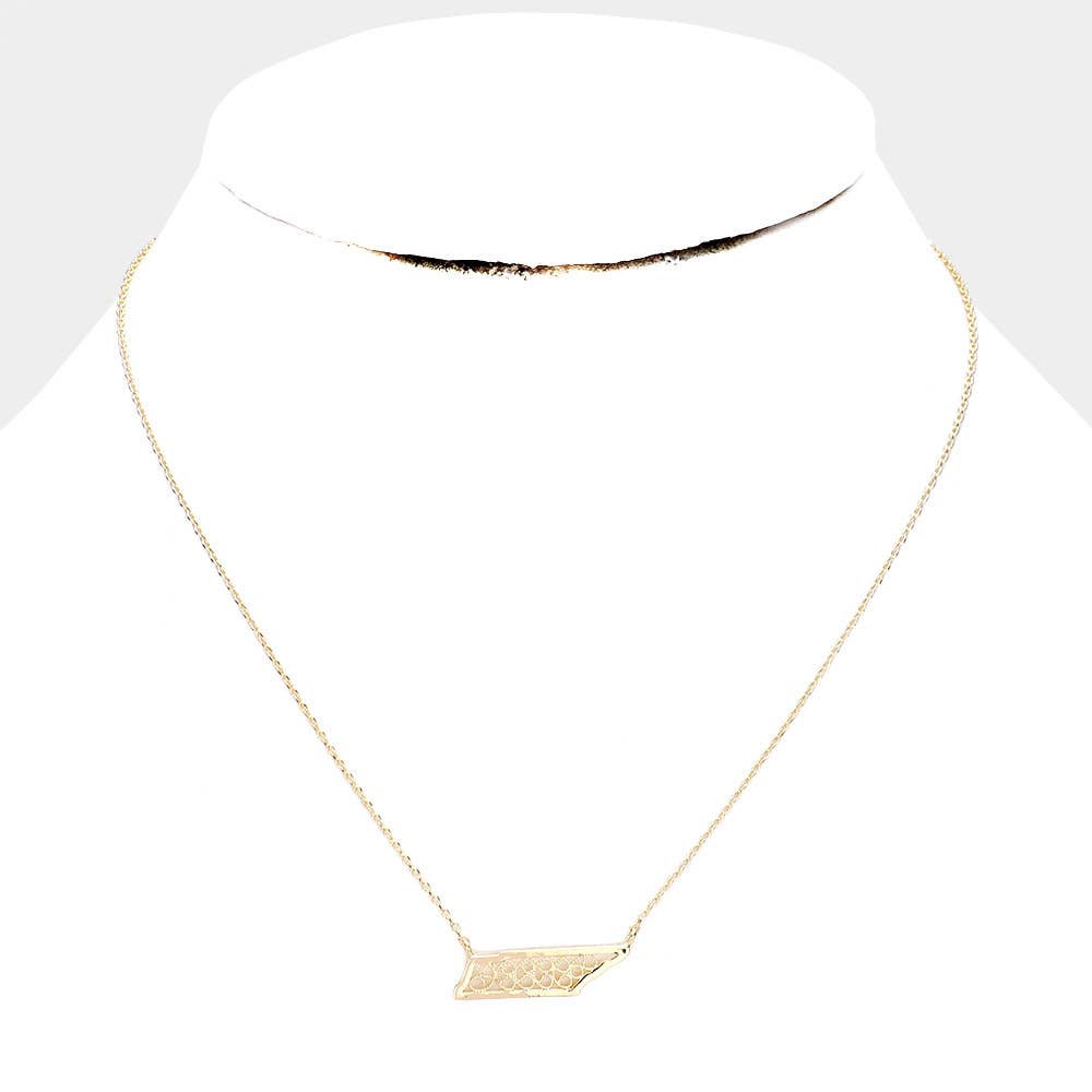 Sensibling Corp. - Wholesale Pendant/Charm Necklace - Gold Dipped Tennessee State Pendant Necklace1