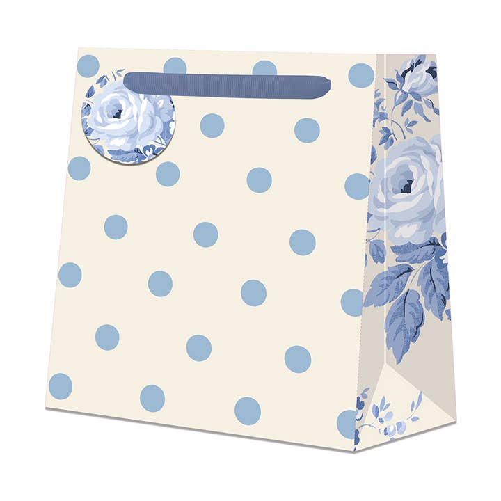 Bolsa de Regalo Cuadrada Pequeña Cath Kidston Azul con Lunares y Flores para venta al por mayor de Penny Kennedy Ltd
