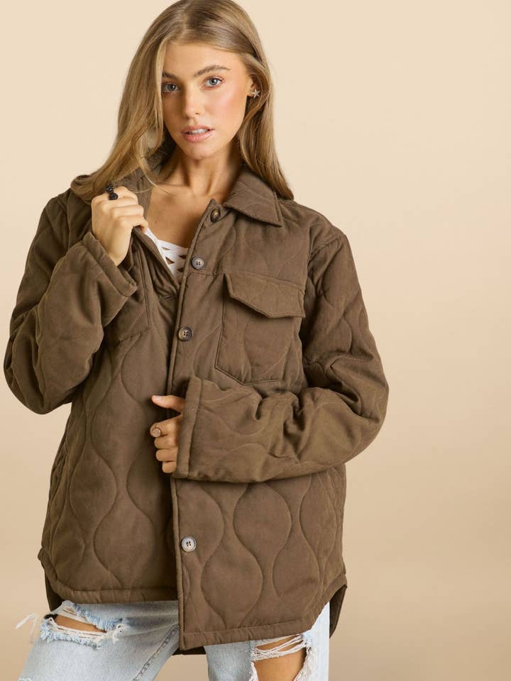 CEJ2640 - SOLID QUILTAD JACKA MED SIDOFICKA för wholesale av ADORA LA