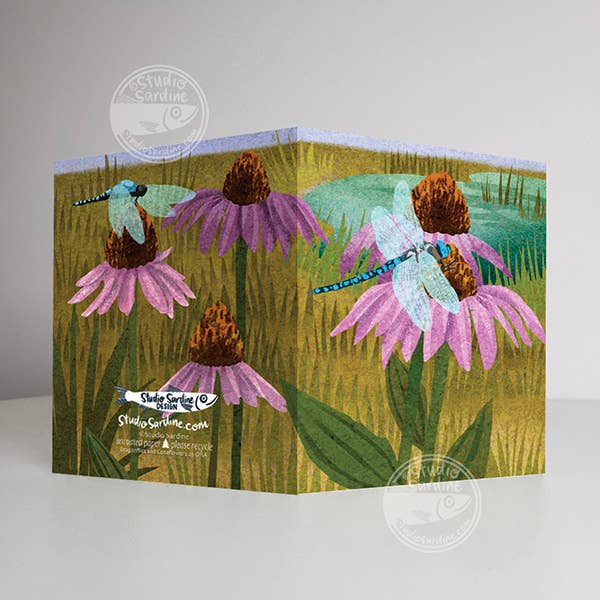 Dragonflies A2 Notecards, Blank Greeting Cards for wholesale by Studio Sardine