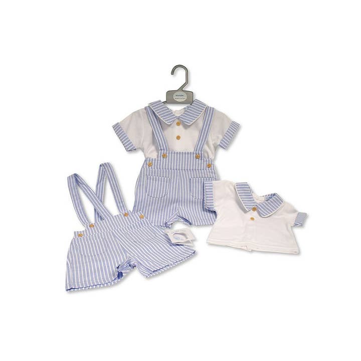 Ensemble de salopette courte rayée 2 pièces pour bébé garçon avec boutons-6306 pour la vente par Sheldon International