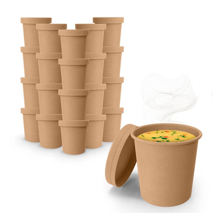 MT Products - Wholesale Disposable Cup - MT Products Brown Paper Soup Cups with Lids11