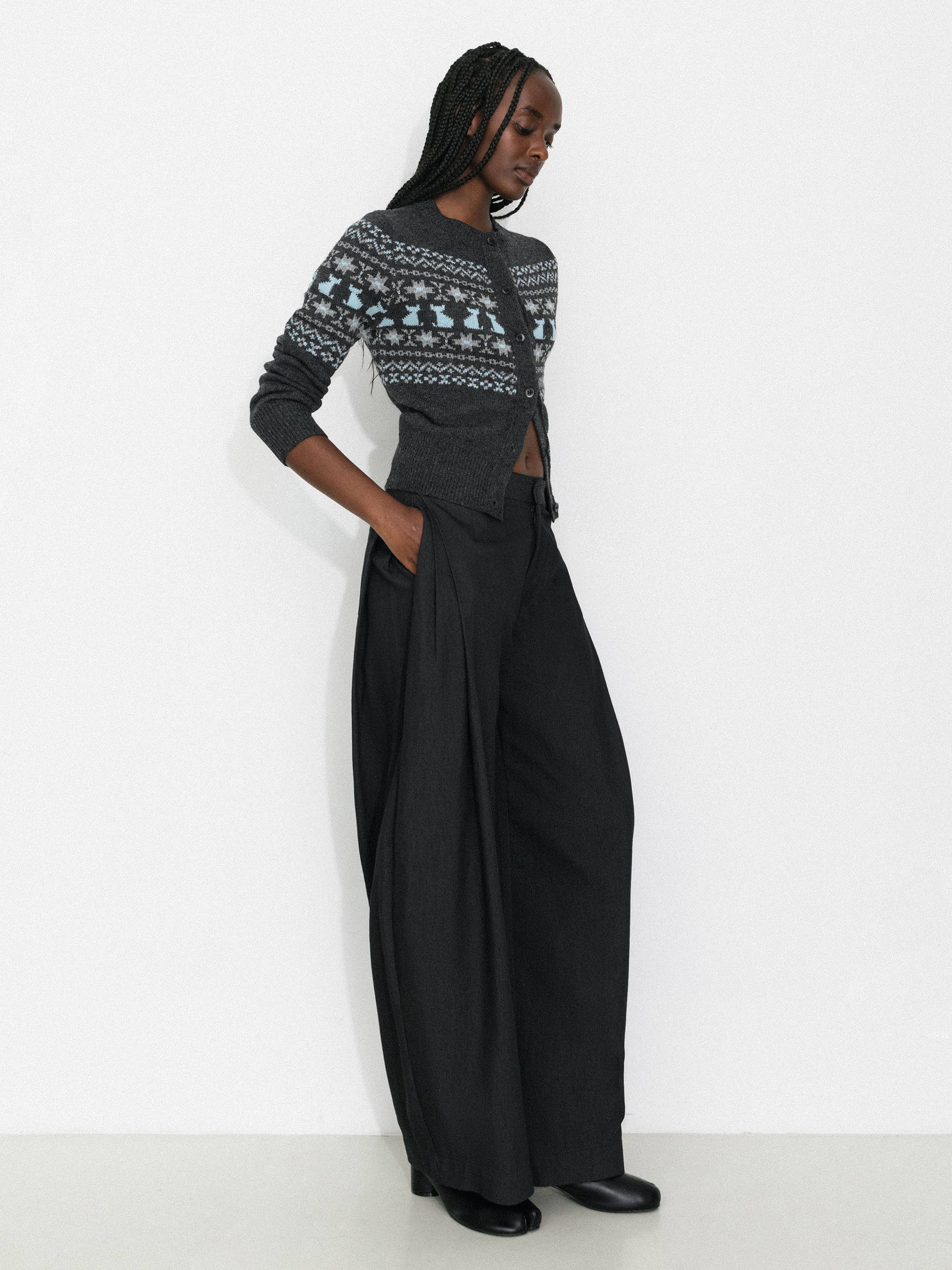 CUBIC - Wholesale Cardigan - Women's - CUBIC Cat Print Fair Isle Wool-Blend Cardigan12