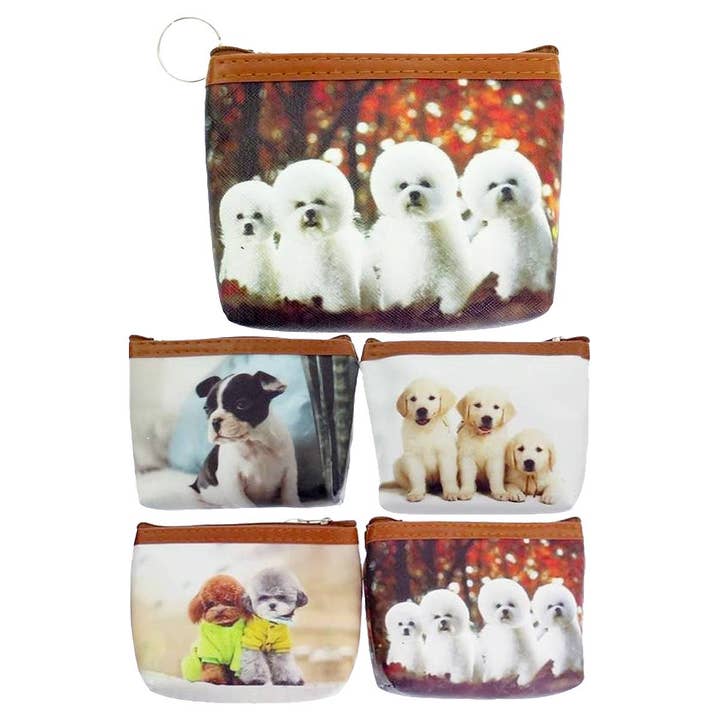 ASSORTED Furry Puppy Dog Friends Zipper Coin Purse for wholesale on Faire