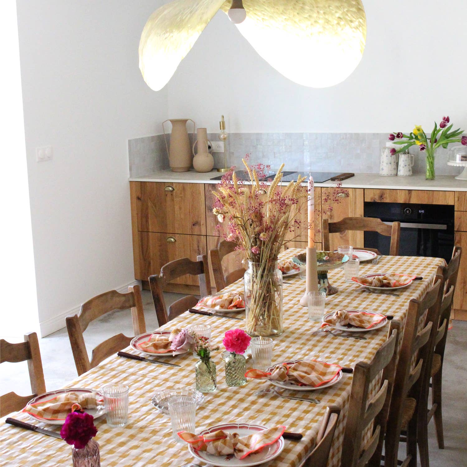 BARNABÉ AIME LE CAFÉ - Wholesale Tablecloth - Checkered gingham embroidered tablecloth for festive table!20