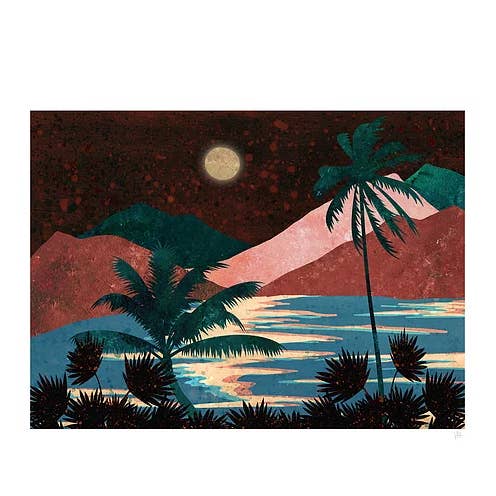 Brazil Night Mountain Landscape Art Print for wholesale by Violets Print House