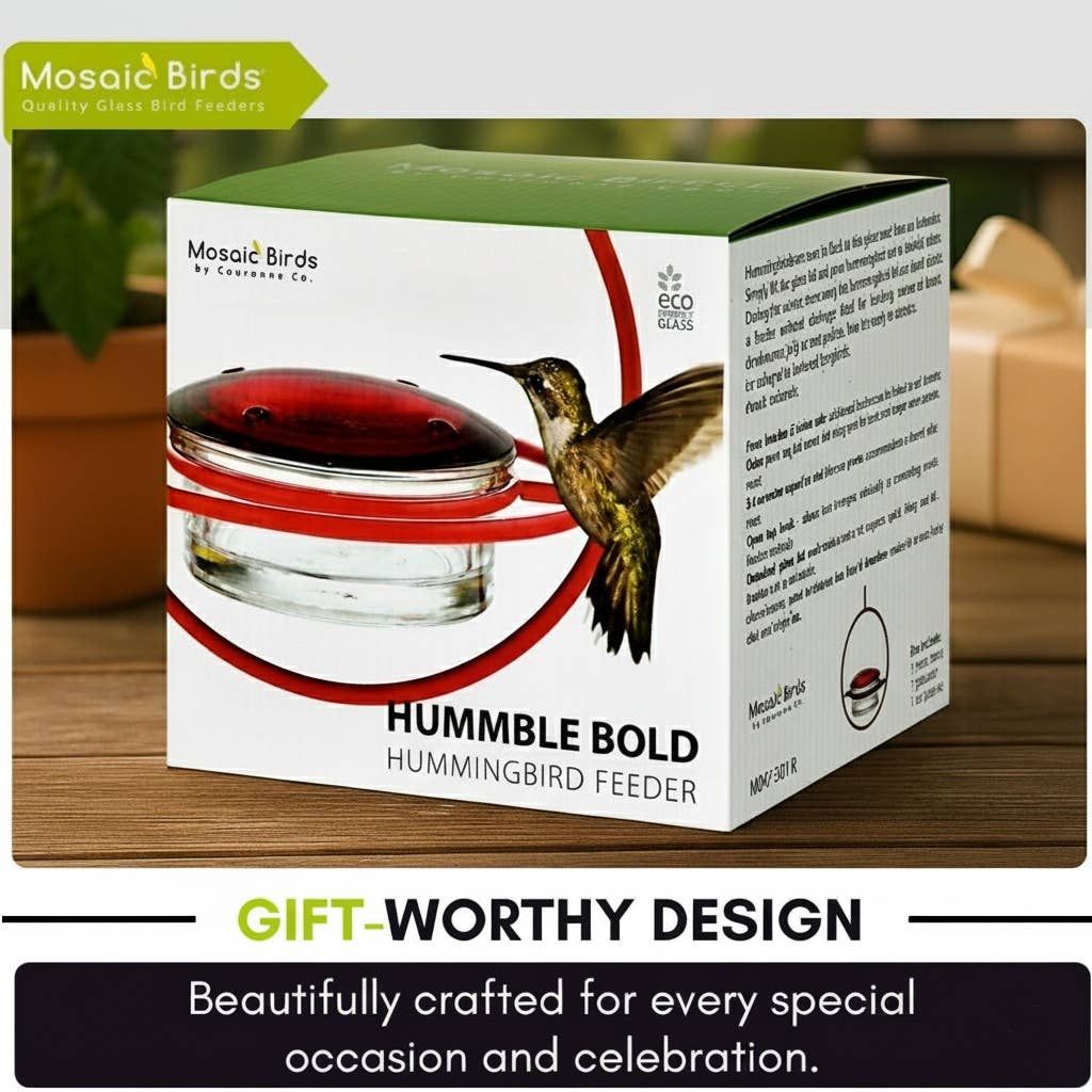 Couronne Co. - Wholesale Bird Feeder - Mosaic Birds Hummble Bold Hummingbird Feeder Orange4