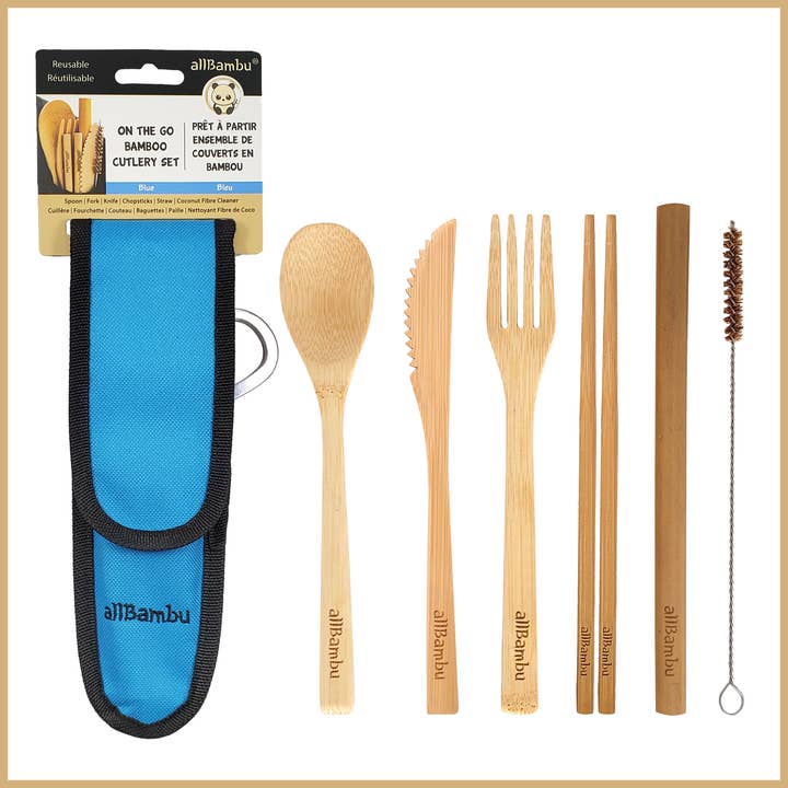 allBambu Inc - Wholesale Travel utensil set - Bamboo Reusable Travel Cutlery Set with Handy Carabiner 7pcs8