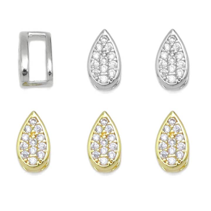 CZ Pave teardrop Shape Link connector, bail, charm holder, Sku#A247 for wholesale by BestBeads&Beyond