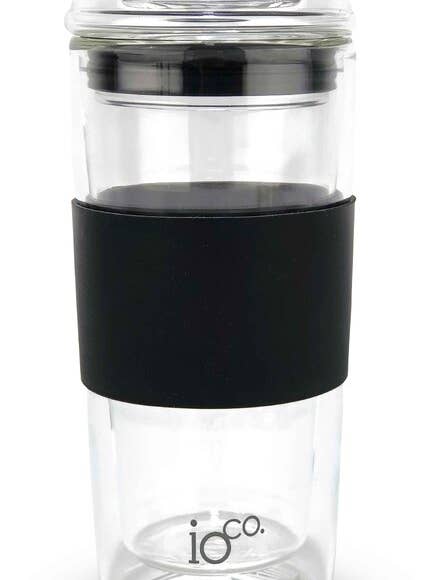 Tazza da viaggio per tè e caffè in vetro IoCo da 16 once per la vendita all'ingrosso da parte di IOco Gift Designers
