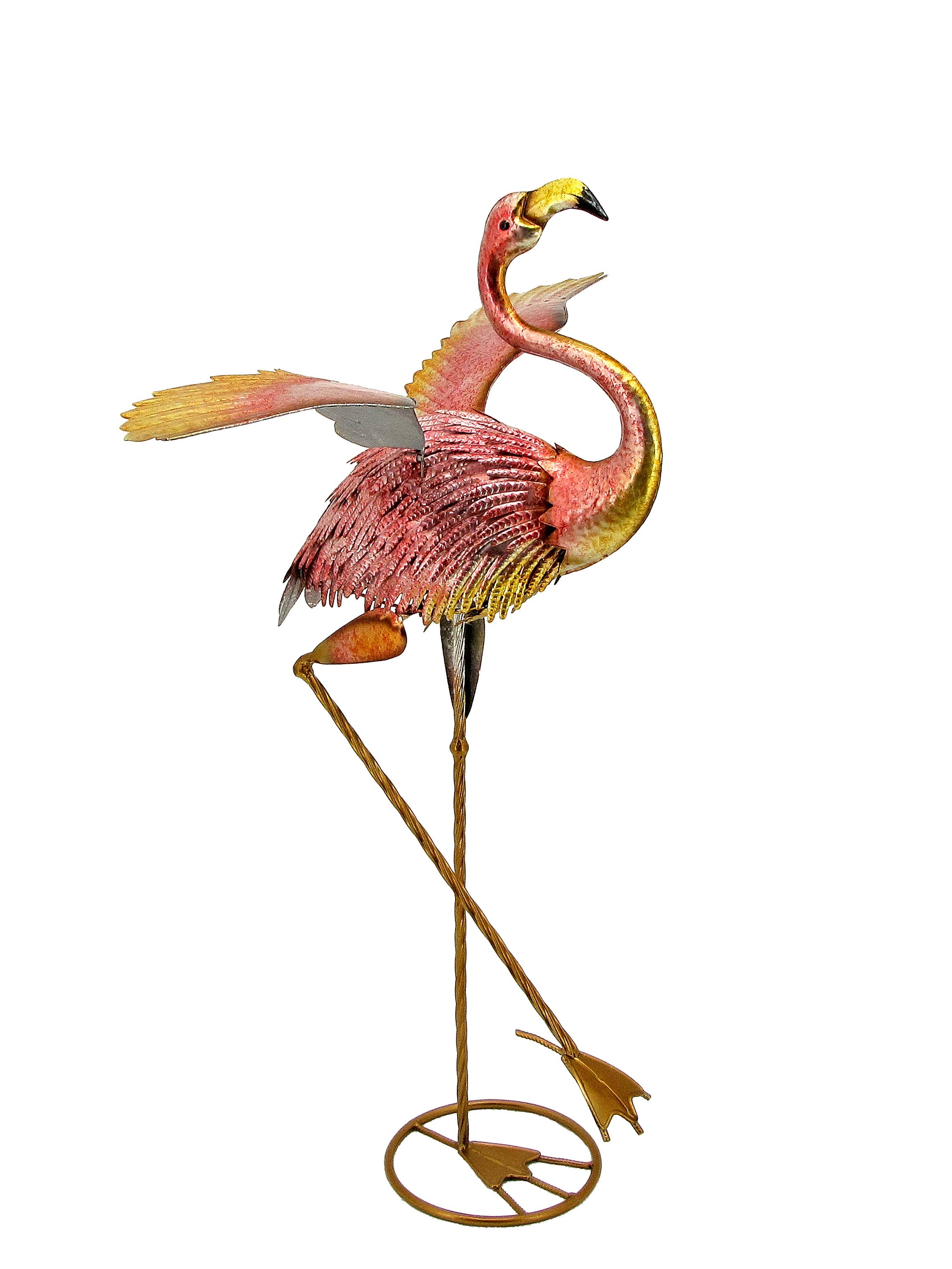 Zaer Ltd. International - Vente Bibelots/décorations d'extérieur - Décorations d'extérieur en forme de flamant rose métallisé en fer de 42 po de haut6