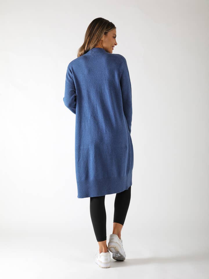 Gewaschenes Erhöhter Cardigan: Gewaschenes Blau für den Großhandel auf Faire2