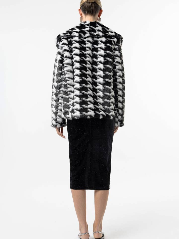 Houndstooth Faux Fur Coat for wholesale on Faire