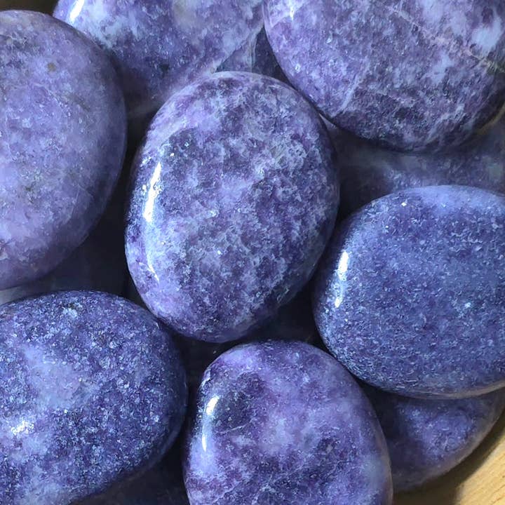 Lepidolite Palm, Calibrated - 12-72 Piece Lots for wholesale by Jensen Rocks