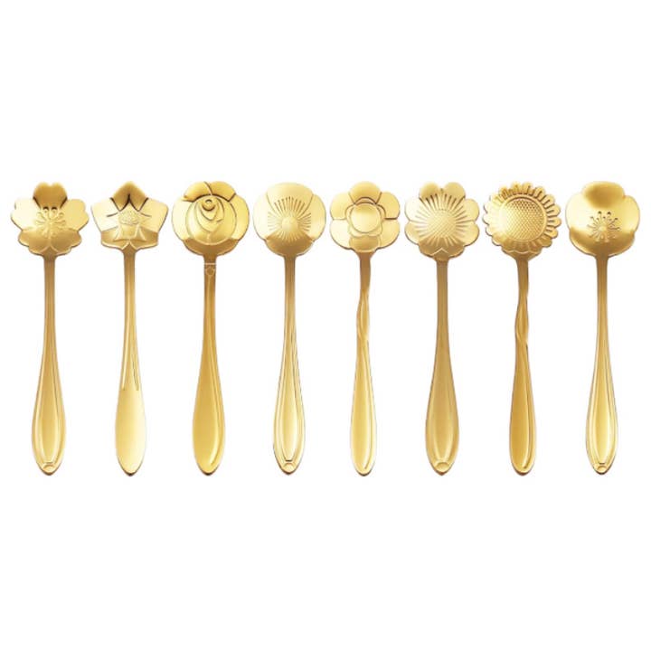 Broken Record Boutique - Wholesale Kitchen Spoon - "Wildflower" Gold Flower Spoons Coffee Tea Sugar Spoon Gift4