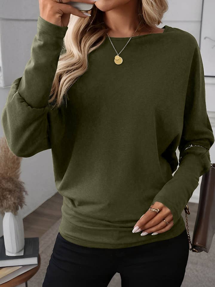 Lovesoft - Wholesale T-Shirt - Women's - Four Leaf Clover Solid Color Extended Cuffs Long Sleeve Top3
