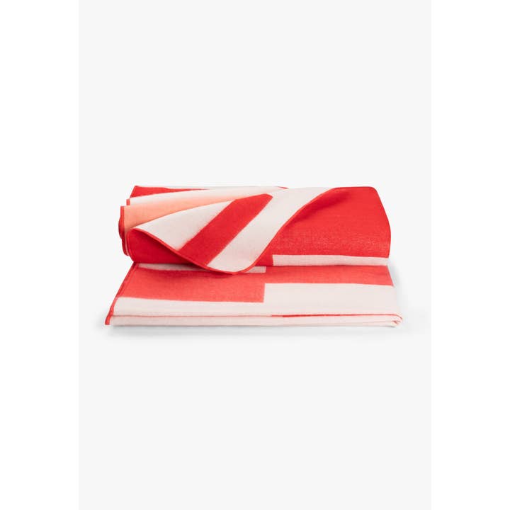 ALPACA LOCA - Venta al por mayor Mantas de sofá - Plaid Native The Falling Blocks, rojo coral