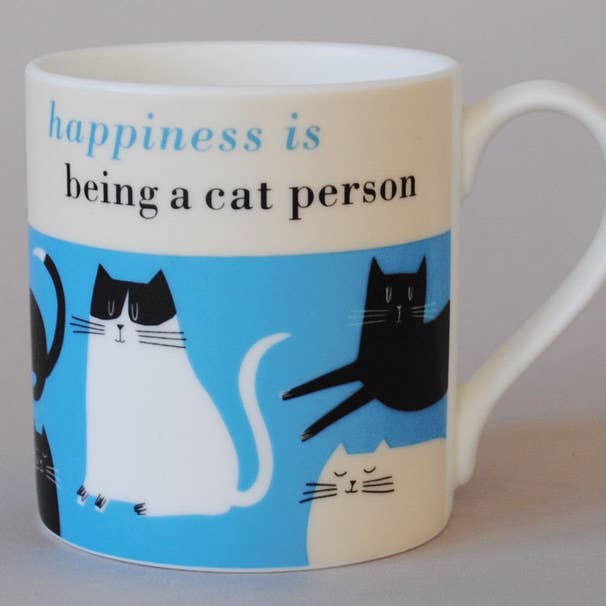Repeat Repeat - Wholesale Coffee Mug - Happiness Cat Person Bone China Mug Turquoise