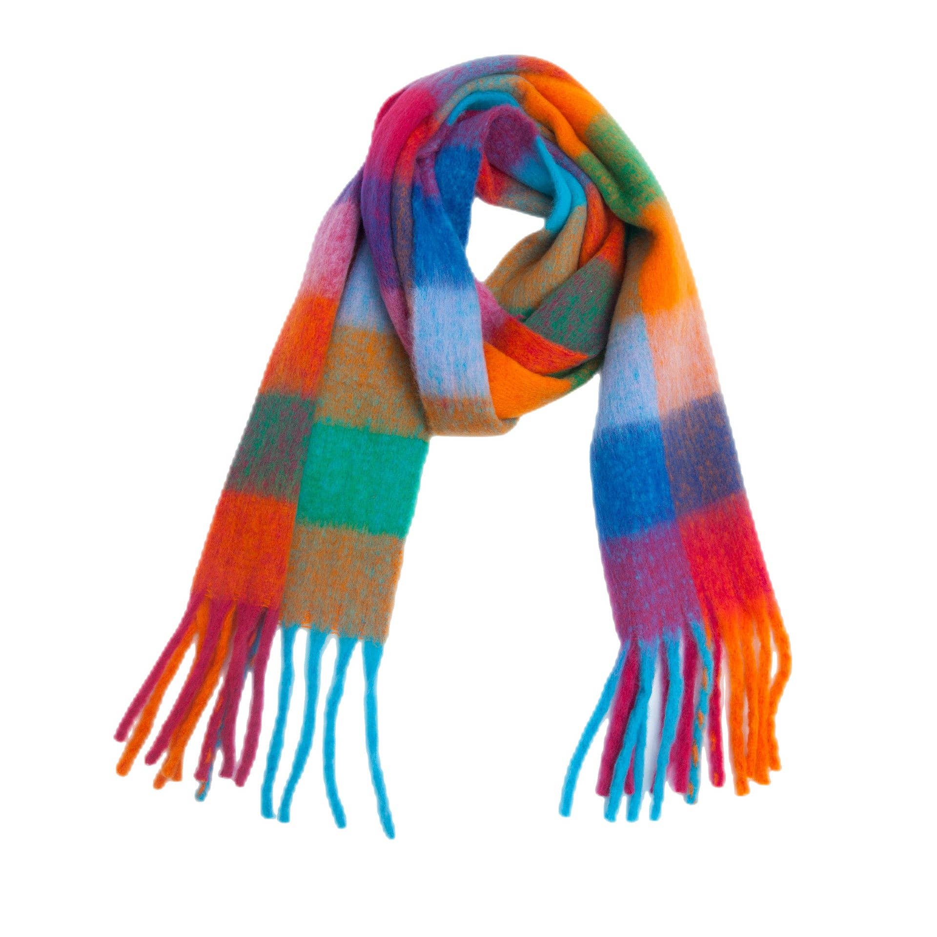 Dipped Shop - Wholesale Scarf - Women's - Coloful Plaid Tassel Scarves DPKS101228
