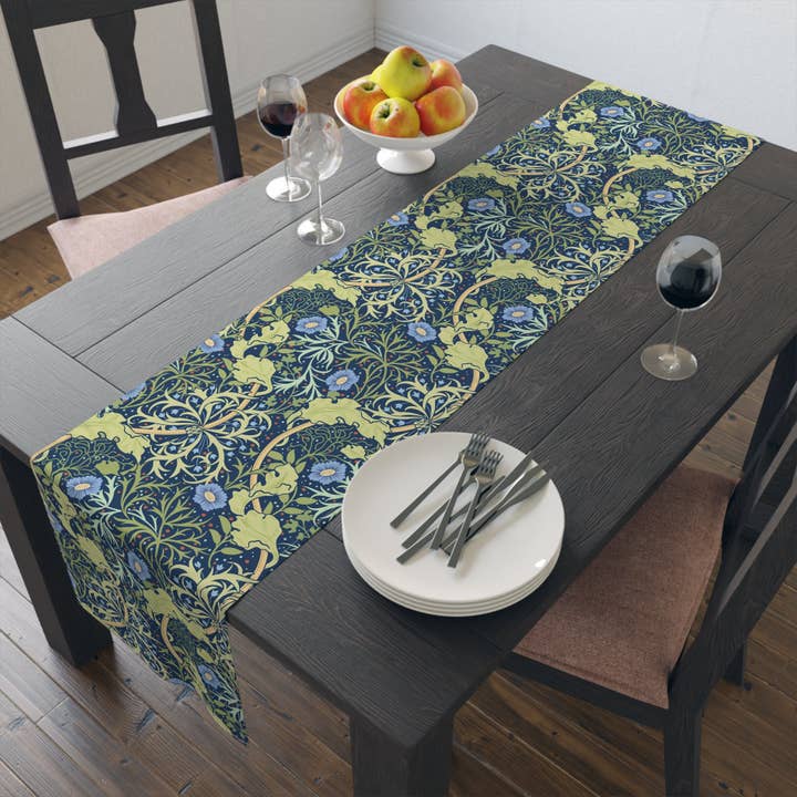 Willy Morris Home Emporium - Wholesale Table runner - Table Runner inspired by William Morris - Seaweed Collection (Blue Flower)6