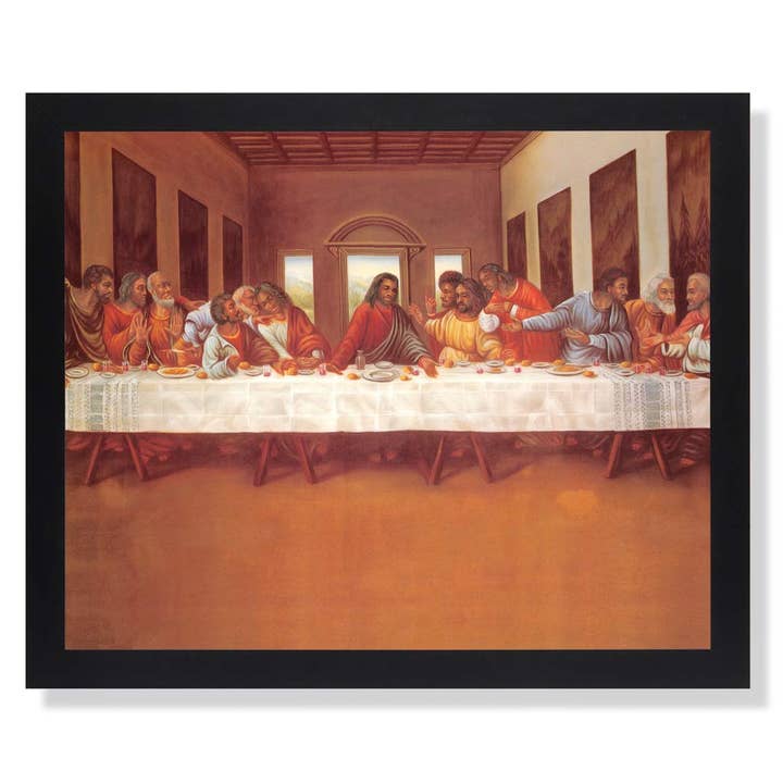 Black African American Last Supper Religious Wall Picture Black Framed Art Print for wholesale by Unlimited Potential LLC