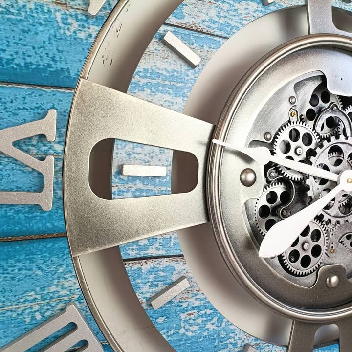 The Gears Clock - Wholesale Wall Clock - ENGLAND LINE WALL CLOCK ROUND 36 INCH OCEAN BLUE6