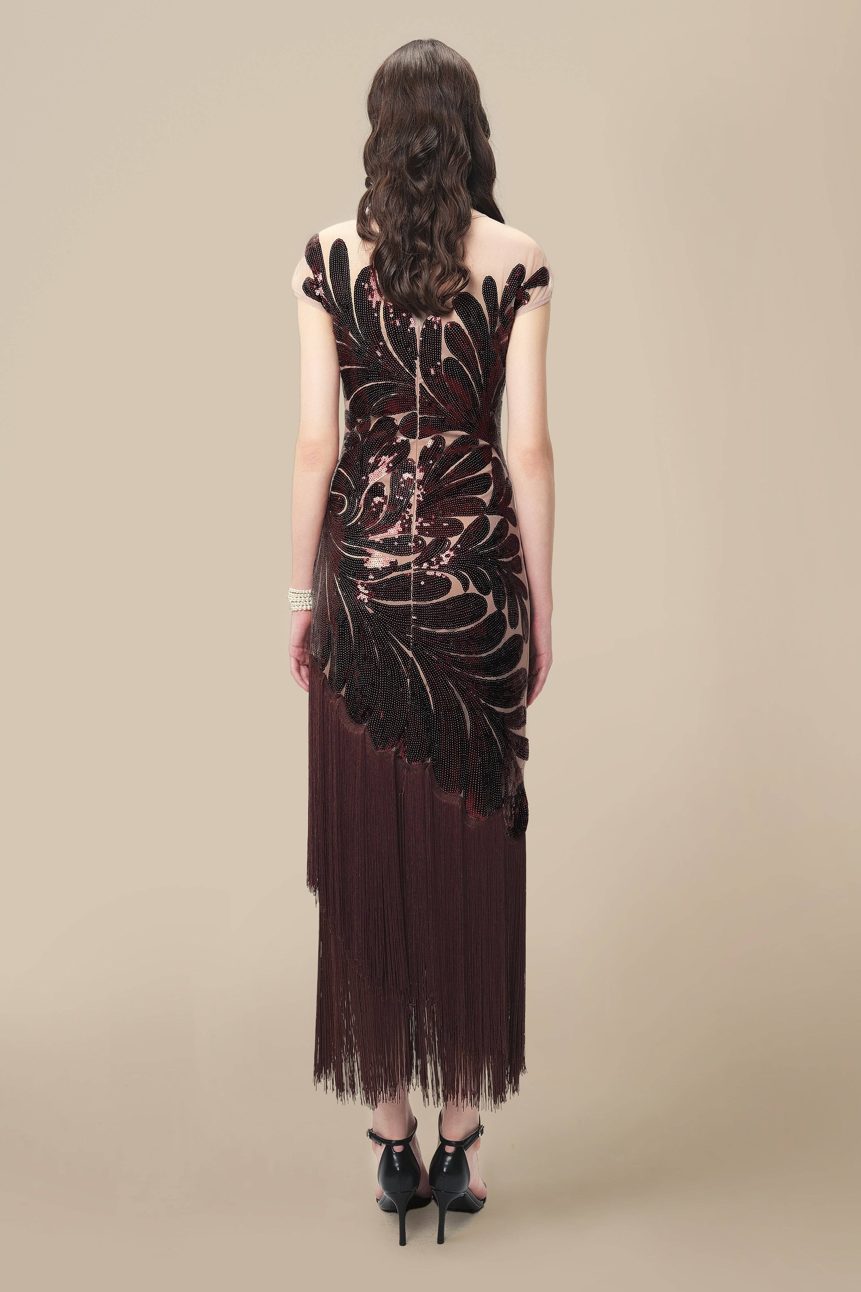BABEYOND - Wholesale Gown - Women's - Captivating Fern Sequin Fringe Evening Gown6