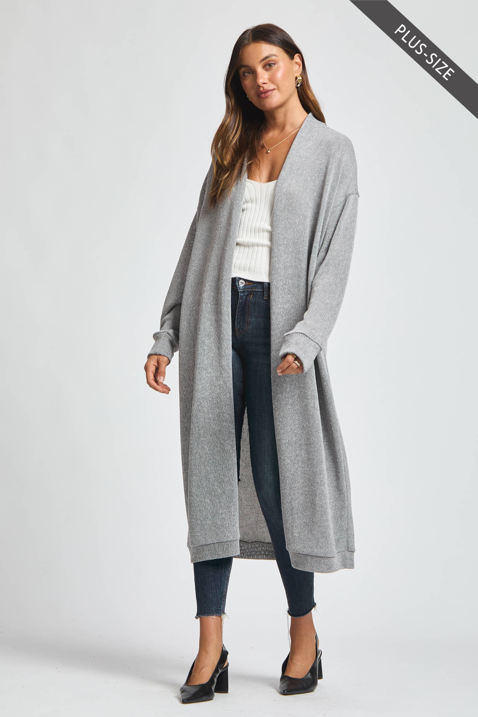 Dear Scarlett - Venta al por mayor Cárdigan - Mujer - Cárdigan Largo Relajado Talla Grande5